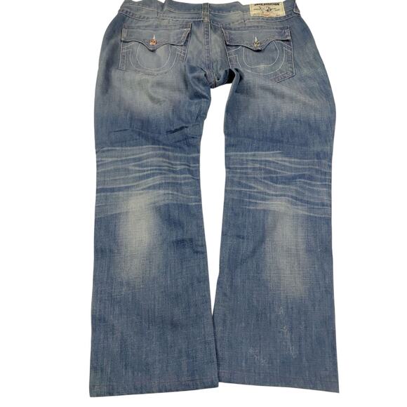 True Religion World Tour Straight Leg Jeans Embroidered Pockets 40x30 - Picture 8 of 14